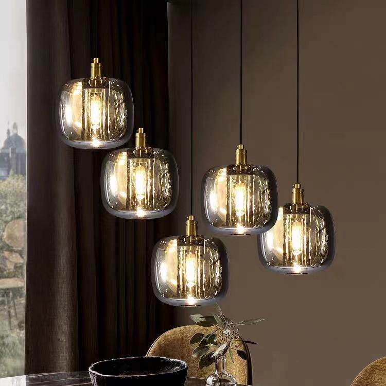 旋转楼梯间长吊灯复式中空跃二层现代轻奢水晶灯别墅吊灯