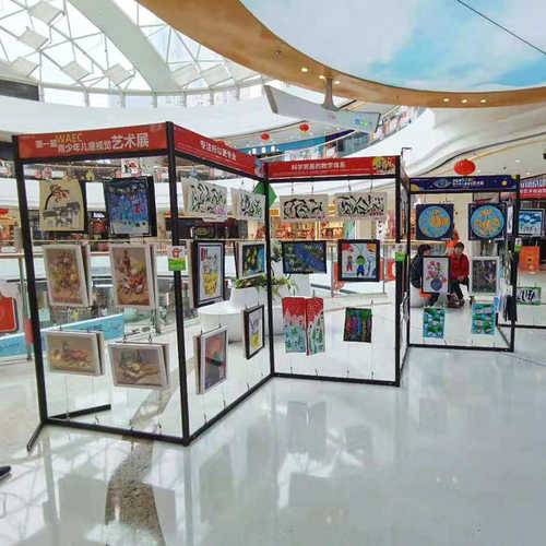 书画展板展览用力摄影亚克美术作品展板折叠学校广告展示架铝合金