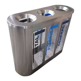 透明室内贸易商用地垃圾桶公共场所铁站工厂不锈钢商场定制分类