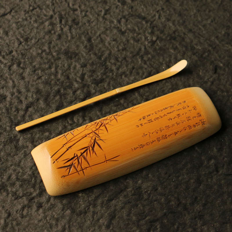 十几年老玉竹纯手工精工雕刻镜面7000目打磨茶道茶则套装茶拨竹器