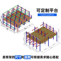 普宇貨架廠家直銷懸臂式閣樓貨架平臺鋁型材管材用多層可拆卸送貨