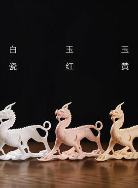东方泥土新中式陶瓷四大神兽青龙白虎家居客厅酒柜书房博古架摆件