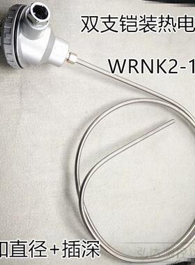 双支铠装热电偶WRNK2-131两路四线K型高温可弯曲探头测温炉1100