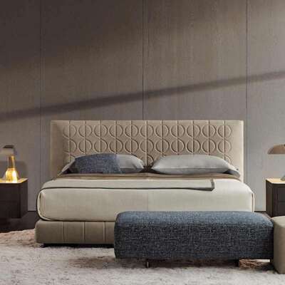 INKOONA意大利落地柯蒂斯床港式轻奢极简设计师悬浮床高靠背大床