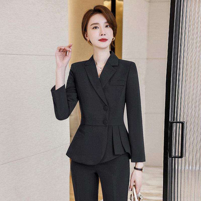 黑色西装套装女春春秋珠宝店工作服高端职业气质酒店前台接待工装