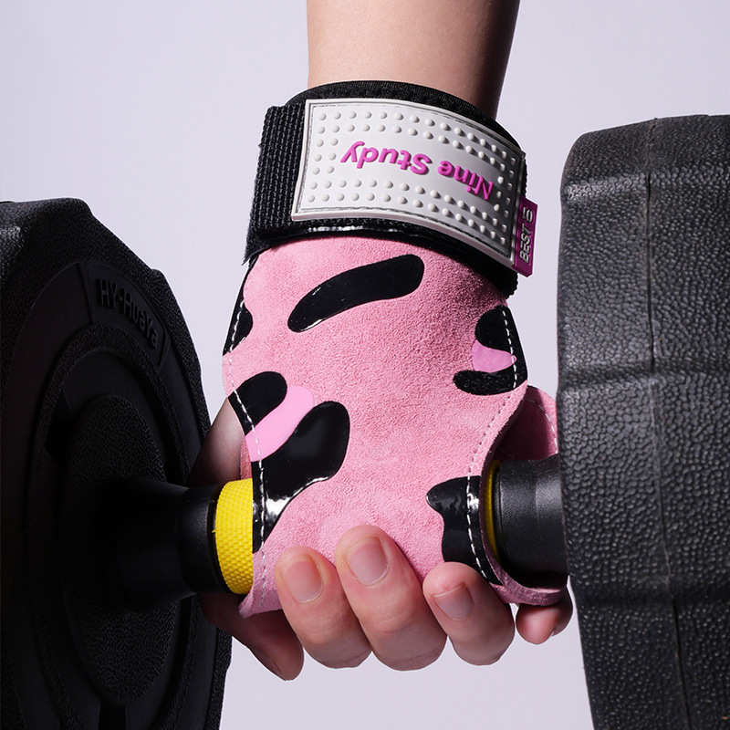 助力带硬拉牛皮健身手套引体向上单杠练背握力男女护掌护腕带