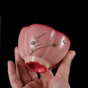 锔钉猪油冻陶瓷女主人杯覆古中式粉黛佳人汝窑主人杯个人专用茶杯