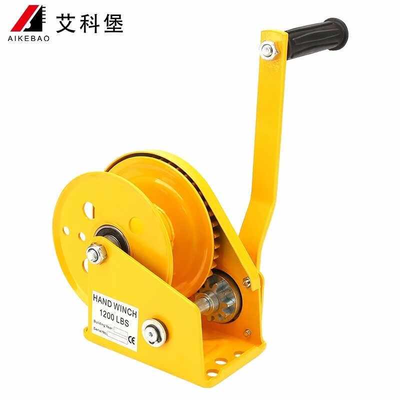 艾科堡手动绞盘双向1800磅(30米钢丝绳+挂钩)自锁式手摇牵引葫