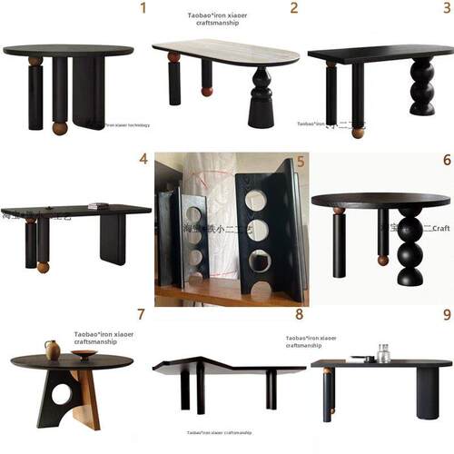 中古风桌腿支架侘寂新中式异形餐桌腿茶桌茶几腿实木圆桌底座桌脚