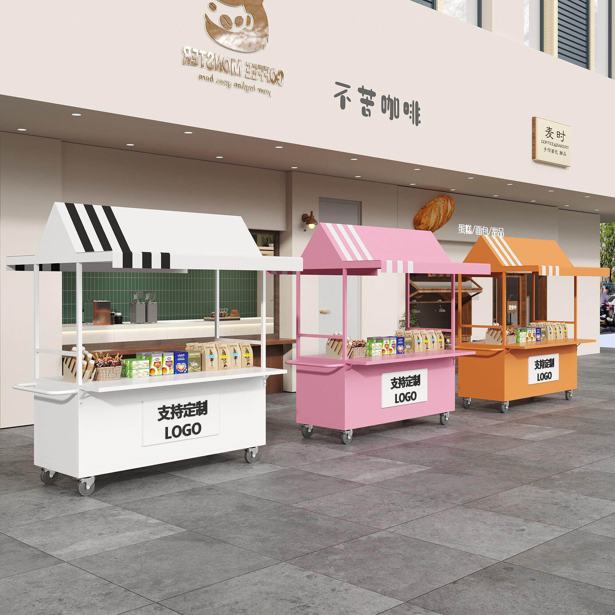 户外花车铁艺移动摊位架子集市商场网红小推车夜市摆摊促销小吃车