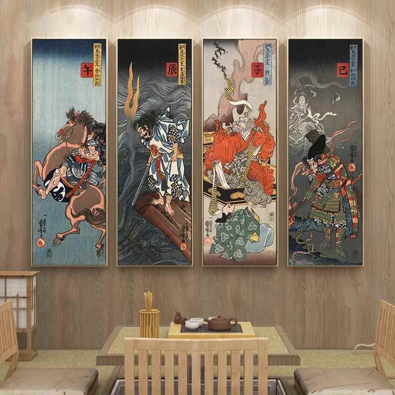 歌川国芳日式浮世绘挂画居酒屋日本武士装饰画老传统日料店壁画
