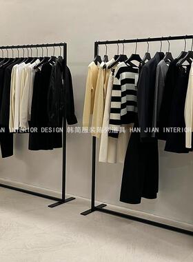 服装店展示架不锈钢烤漆黑色陈列架落地式挂衣架极简百搭女装货架