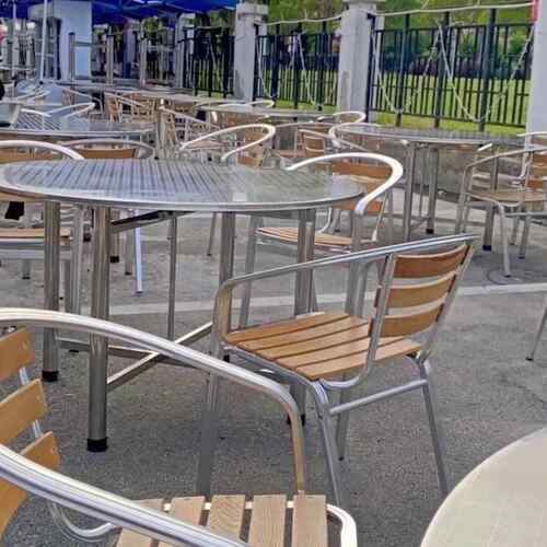 圆形餐桌30RSE4不坝锈钢圆桌可折叠桌饭店摊户外桌坝宴子摆家用吃