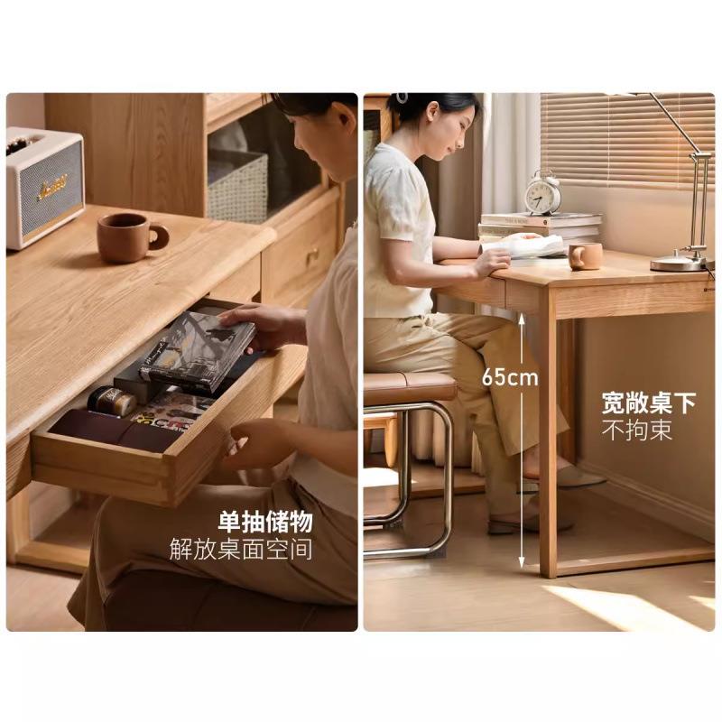 实木书桌橡木写字桌简约电脑桌小户型家具学习桌原木桌子北欧风