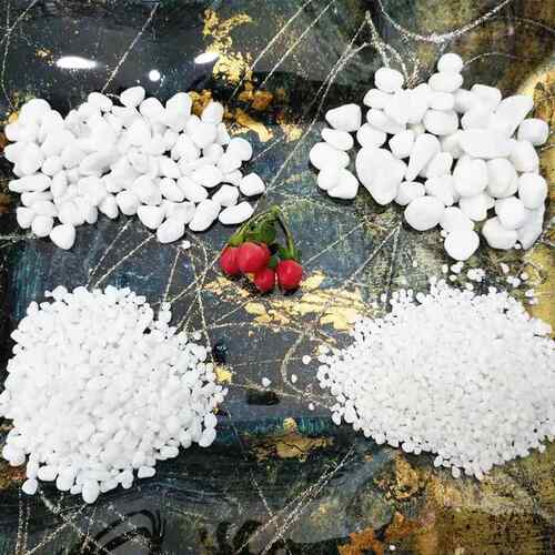 白色石子白色水磨石子白色鹅卵石园林铺路用白石子白色砾石