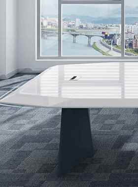 会桌长桌漆白色大型RGW时尚洽谈桌议室组合多烤人会议办公桌简约