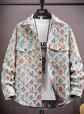 Men's Floral Print Button Front Jacket, Coats, Regular Fit