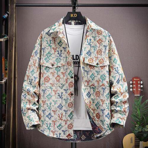 Men's Floral Print Button Front Jacket, Regular Fit Casual