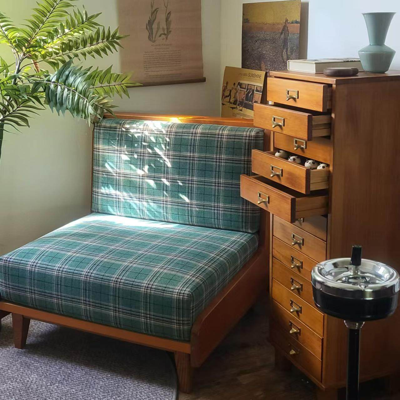 中古南洋风沙发单人多人实木橡胶木复古绿可拆洗防滑家用客厅卧室,住宅家具,家用单人沙发,淘宝优惠券,粉丝福利购,淘宝优惠卷