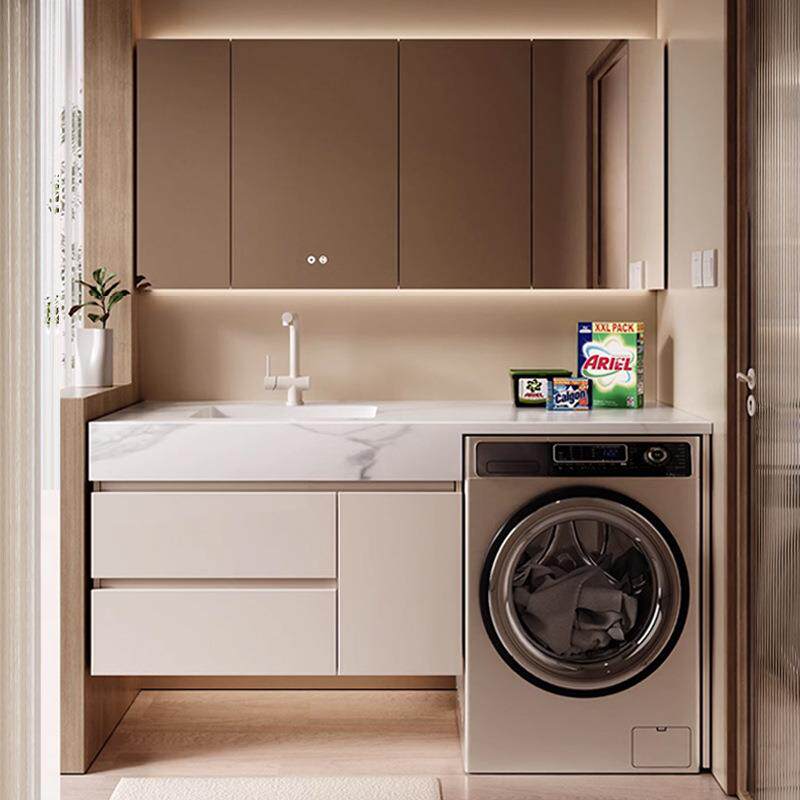 欧红志不锈钢浴室柜洗衣机一体柜组合简约岩板陶瓷盆卫生间洗漱台