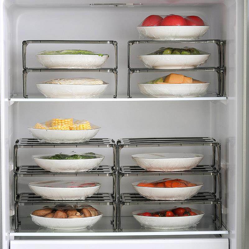 冰箱置物架内部分层隔板厨房家用冰柜放剩菜碗盘整理架塑料收纳架
