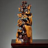 黑檀实木根雕摆件喜上眉梢工艺礼品摆饰客厅家居装 饰品喜鹊登梅乔