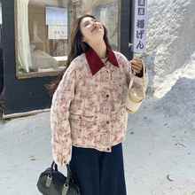 红色小个B189-882香风短款碎绒花羽服季女冬小子减龄保暖白鸭绒外