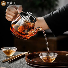 金镶玉茶壶耐热玻璃茶壶功夫，茶具过滤内胆，雅风壶500ml