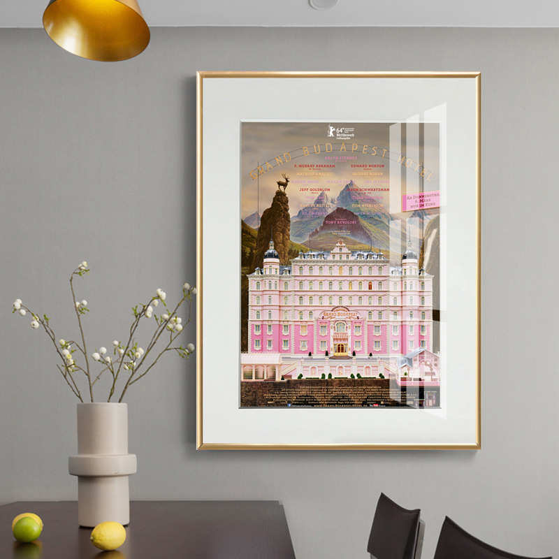 布达佩斯大饭店壁画卧室客厅装饰画挂画欧式城堡粉色美式建筑壁画图片