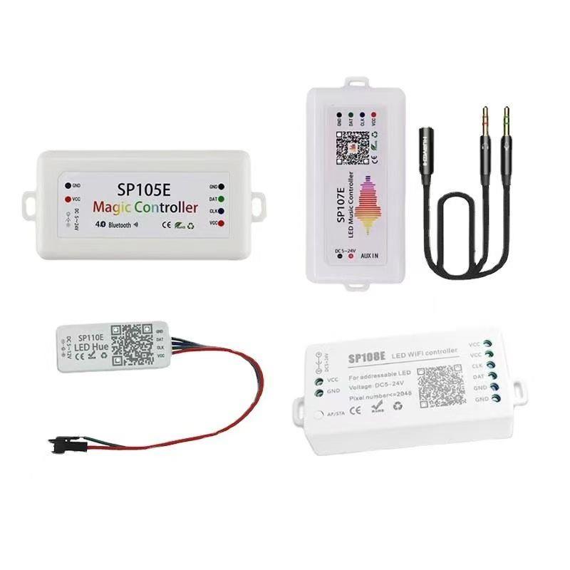 SP105E蓝牙WS2811灯带控制器 108E智能110E全彩107E幻彩LED调光器