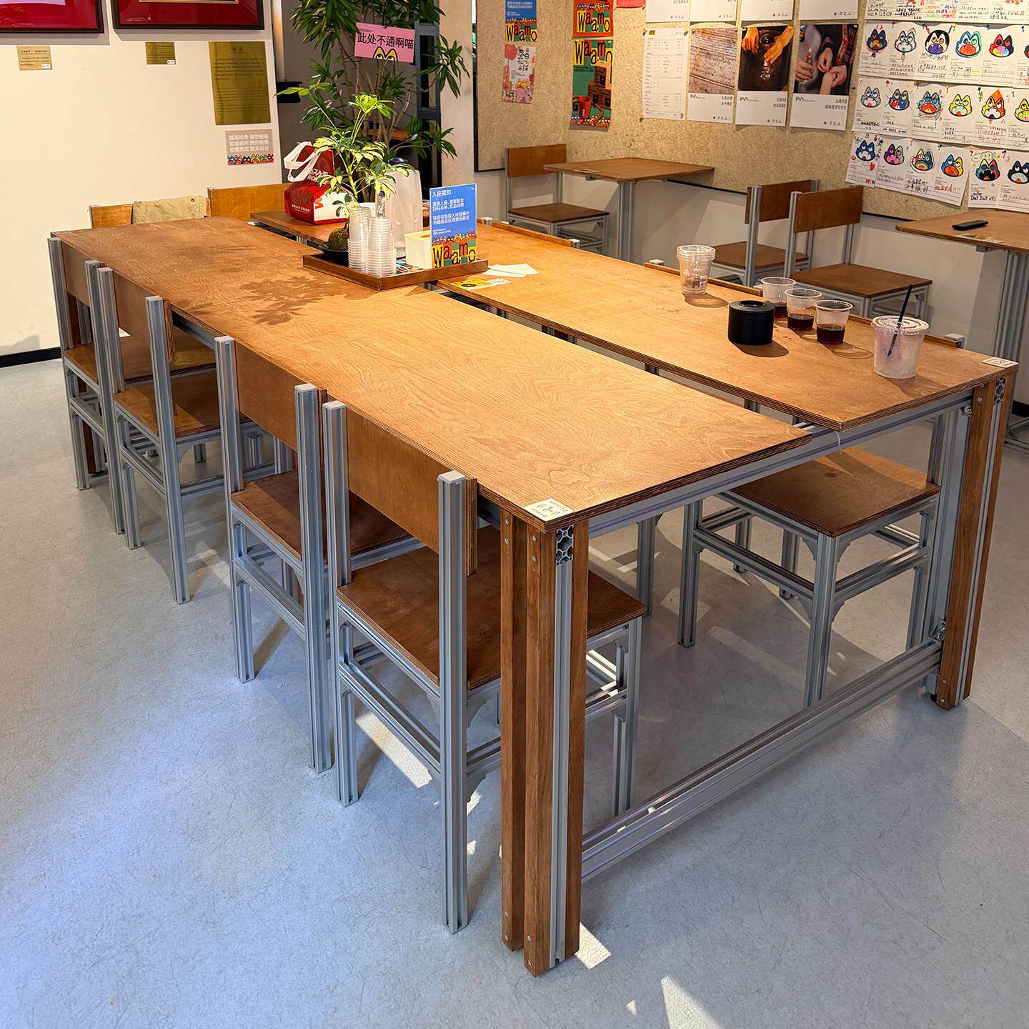 公司会议室办公工作室海洋板铝挤型材料实木长条会议桌大长桌子工