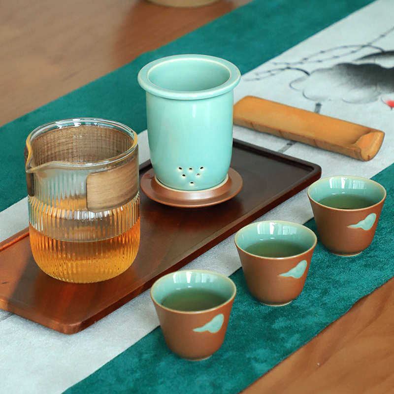 陶瓷旅行茶具便携泡茶器龙泉青瓷茶壶快客杯简约户外功夫茶杯商务