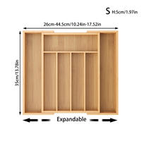 Kitchen drawer tableware storage box, bamboo multi-functional pull-out telescopic fork and spoon compartment box, household toolbox thumbnail 8