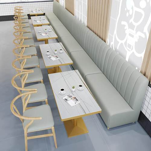 甜品汉堡店奶茶店沙发网红桌椅组合简约餐饮靠墙皮革防水卡座
