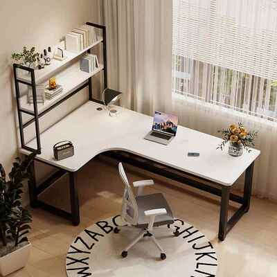 实木电脑桌台式洞洞奶书油家用生见详情一体学学书习桌架组合卧室