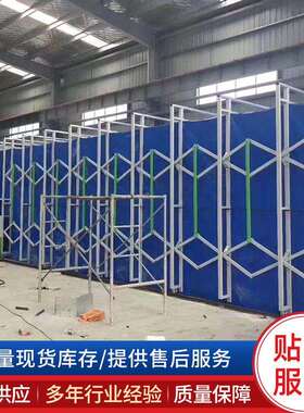 型伸缩漆房移动喷漆棚无泵喷水SSF帘喷折漆室电动轨道叠式大喷漆