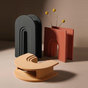 酒柜摆件客厅2026新款创意北欧莫兰迪拱形花瓶客厅插花电视柜装饰