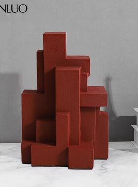 轩洛现代抽象几何树脂摆件酒店别墅电视柜玄关创意桌面摆件装饰品