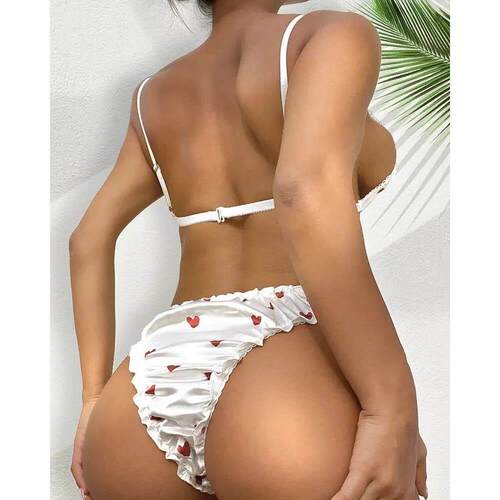 Women's sexy 3-point love pajamas two-piece set