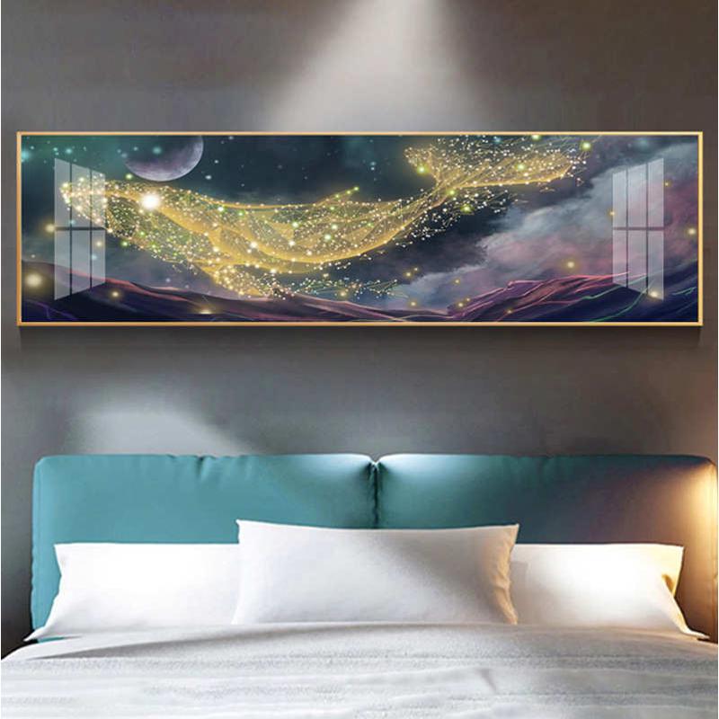 卧室床头装饰画简约现代晶瓷轻奢沙发背景墙挂画壁画儿童卡通横版图片