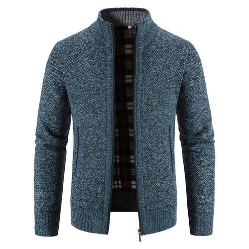 Men's thick stand up collar cardigan sweater men's plus