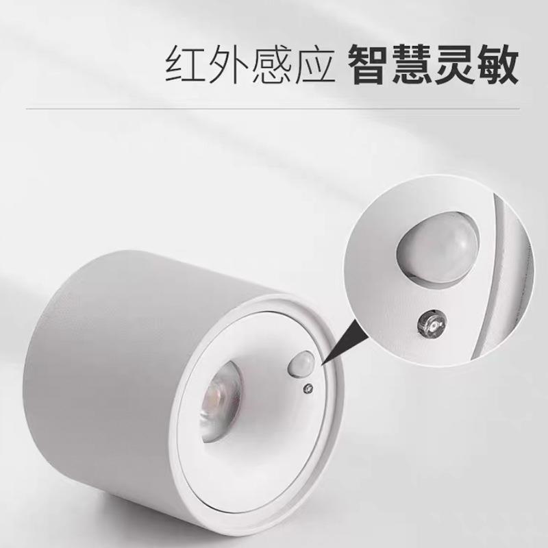 感应明装筒灯免开孔走廊入户玄关人体感应led天花灯光控智能射灯