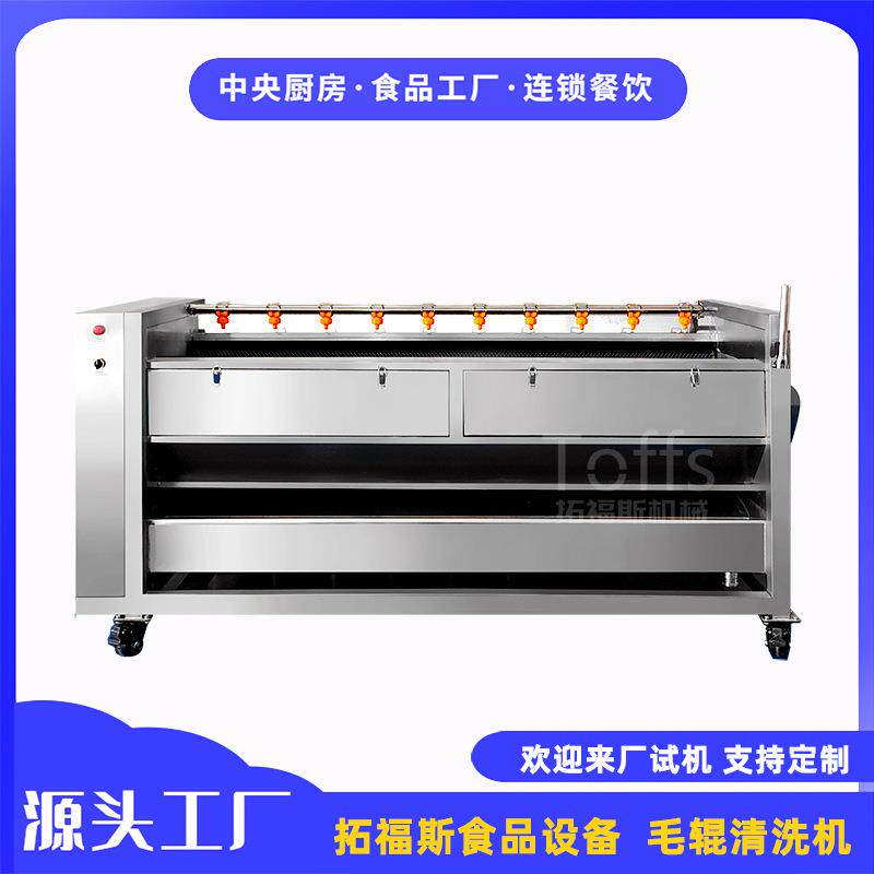 土豆去皮清洗净菜加工设备学生营养餐莲藕萝卜喷淋毛辊清洗机