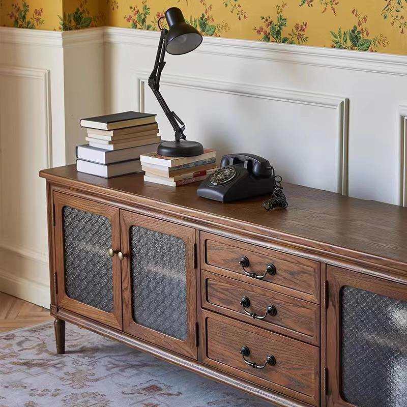 电视柜美式复古轻奢实木客厅茶几组合家用小户型高端地柜条柜北欧