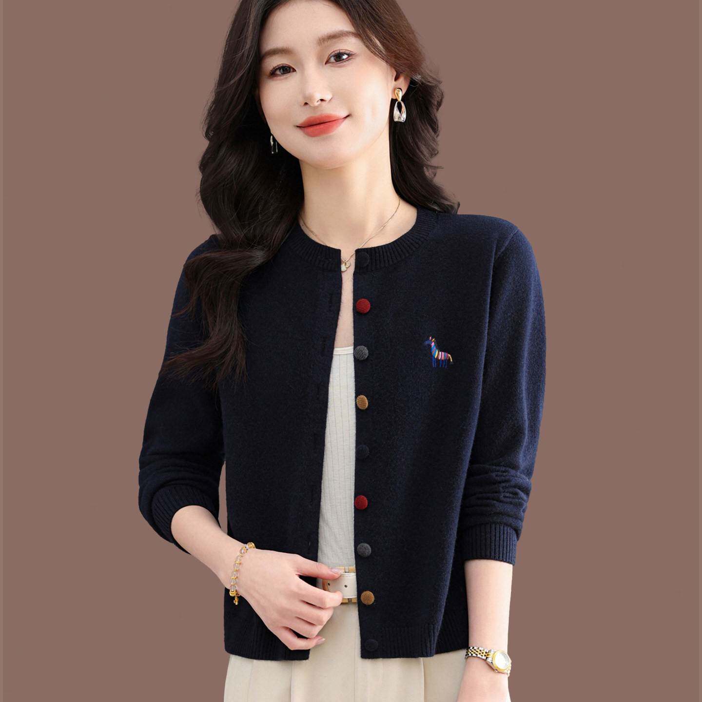 2026春装新款羊毛针织开衫毛衣女高端短款披肩外套宽松外搭上衣