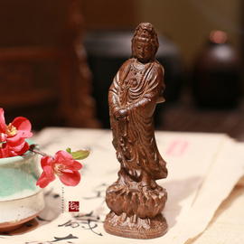 越南正宗天然沉香木雕工艺品 古玩 莲花观音菩萨佛像摆件