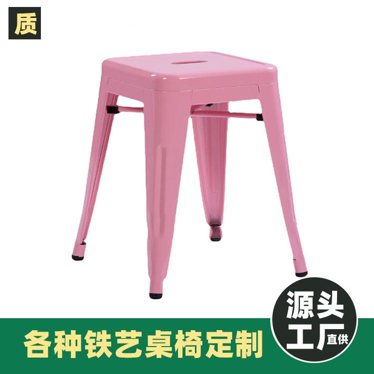 欧式铁皮餐椅等位凳凳子金属椅子户外铁艺复古工业铁皮椅厂家
