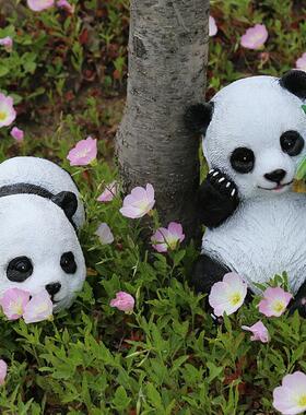户外彷真动物卡通熊猫树脂室外创意公园草坪庭院景观装饰精致摆件