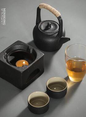中式煮茶壶小型明火温茶炉套装蜡烛保温加热煮茶器陶瓷泡茶壶茶杯