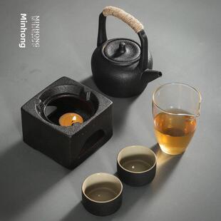 中式煮茶壶小型明火温茶炉套装蜡烛保温加热煮茶器陶瓷泡茶壶茶杯